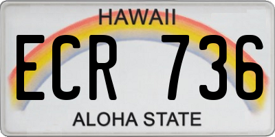 HI license plate ECR736