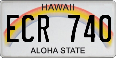 HI license plate ECR740