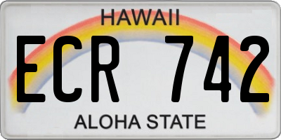 HI license plate ECR742