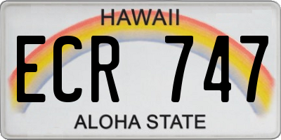 HI license plate ECR747
