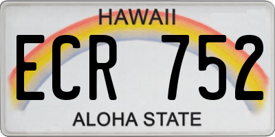 HI license plate ECR752