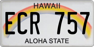 HI license plate ECR757