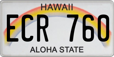 HI license plate ECR760