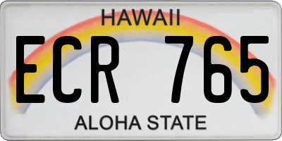 HI license plate ECR765