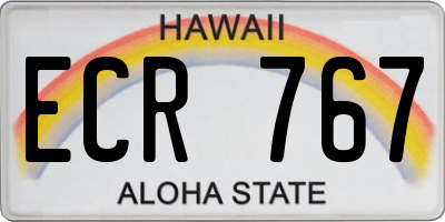 HI license plate ECR767