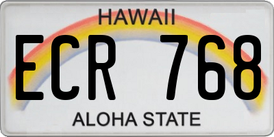 HI license plate ECR768