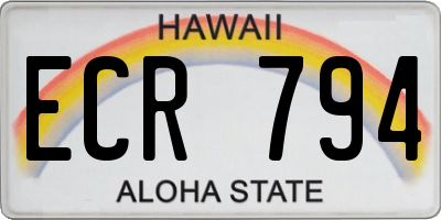 HI license plate ECR794