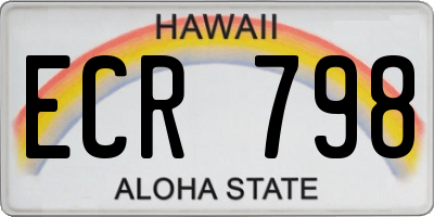 HI license plate ECR798