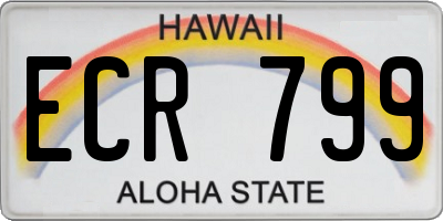 HI license plate ECR799