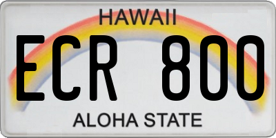 HI license plate ECR800
