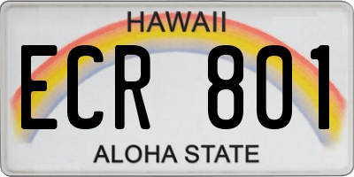 HI license plate ECR801