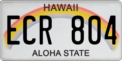 HI license plate ECR804