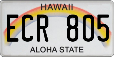 HI license plate ECR805