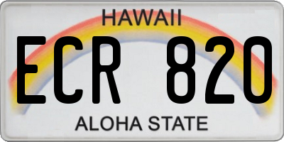 HI license plate ECR820