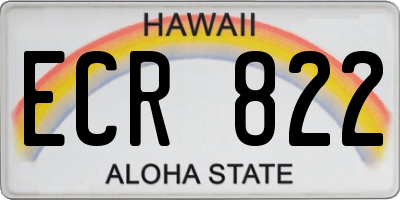 HI license plate ECR822