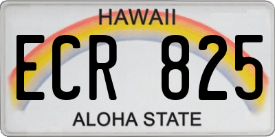 HI license plate ECR825