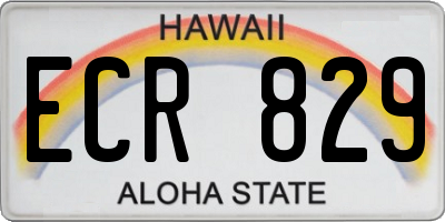 HI license plate ECR829
