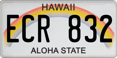 HI license plate ECR832