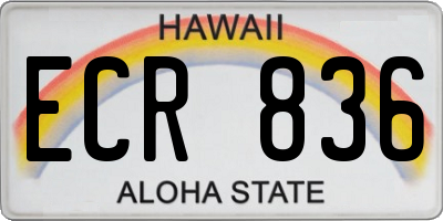 HI license plate ECR836