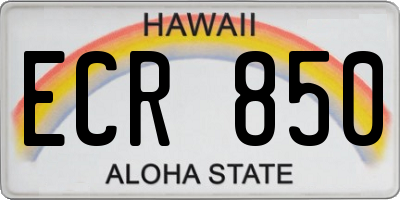 HI license plate ECR850
