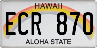 HI license plate ECR870