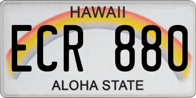 HI license plate ECR880