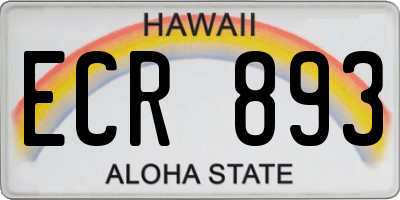 HI license plate ECR893
