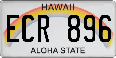 HI license plate ECR896