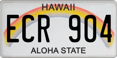 HI license plate ECR904