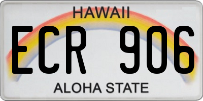 HI license plate ECR906