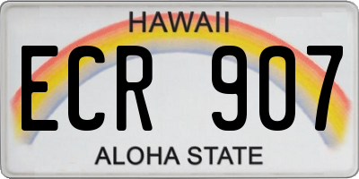 HI license plate ECR907