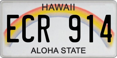 HI license plate ECR914