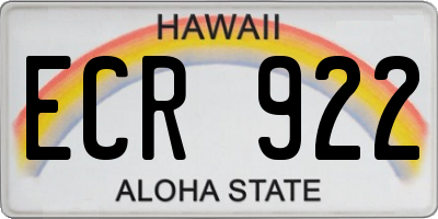 HI license plate ECR922