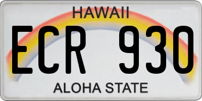 HI license plate ECR930