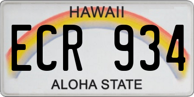 HI license plate ECR934