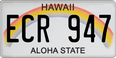 HI license plate ECR947