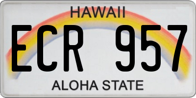 HI license plate ECR957