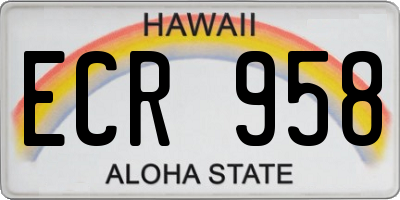 HI license plate ECR958