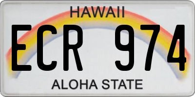 HI license plate ECR974