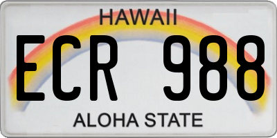 HI license plate ECR988