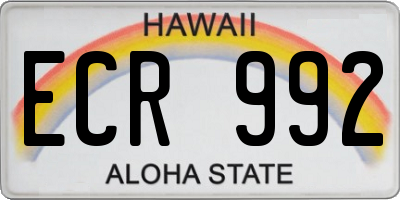 HI license plate ECR992