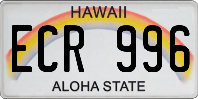HI license plate ECR996