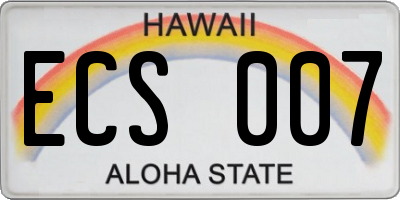 HI license plate ECS007