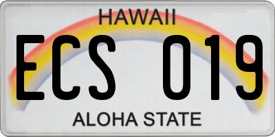 HI license plate ECS019