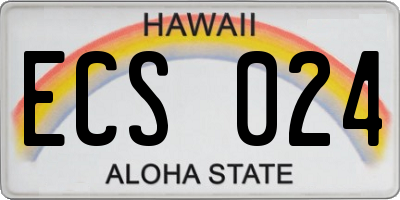 HI license plate ECS024
