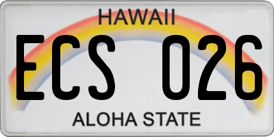HI license plate ECS026
