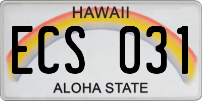 HI license plate ECS031
