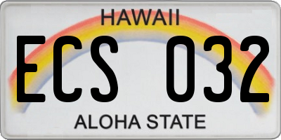 HI license plate ECS032