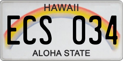 HI license plate ECS034