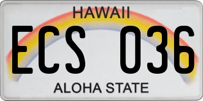 HI license plate ECS036